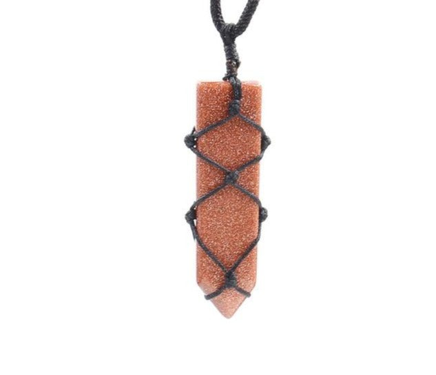 Red Sandstone Hemp Macrame Necklace