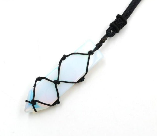 Opalite Stone Hemp Macrame Necklace
