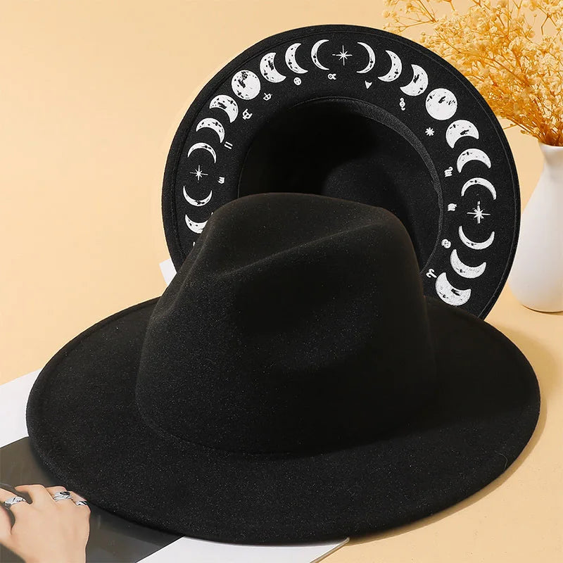 Moon Phase Black Fedora Hat | Green Witch Creations