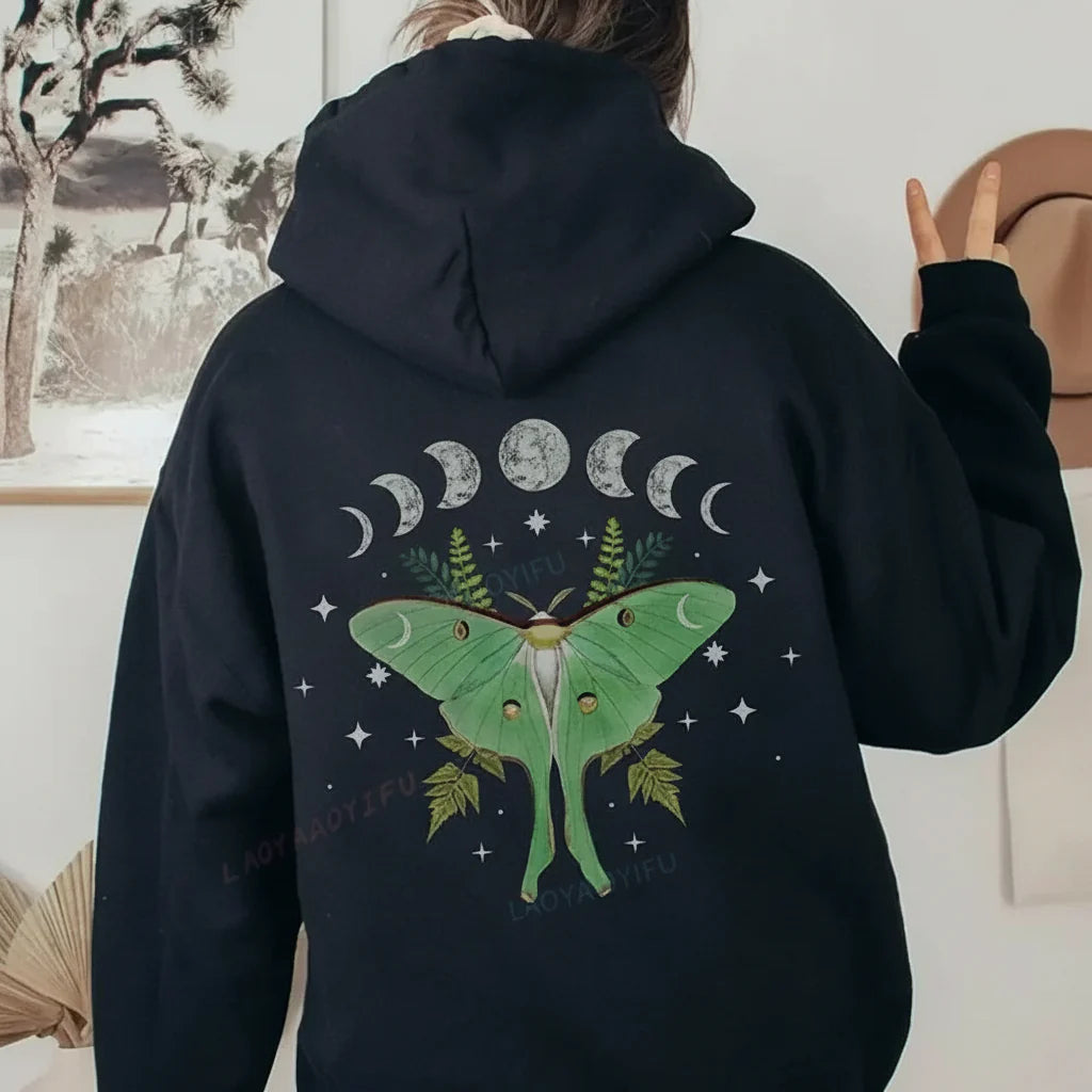 Luna Moth Moon Phase Hoodie | Green Witch Creations