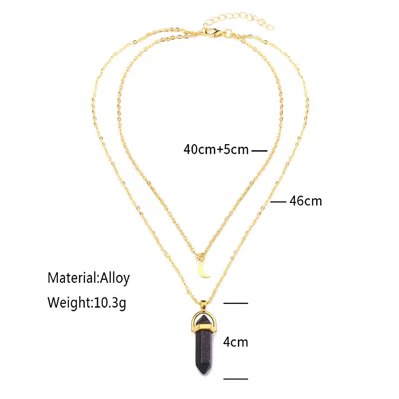 Crystal Moon Gold Layer Necklace