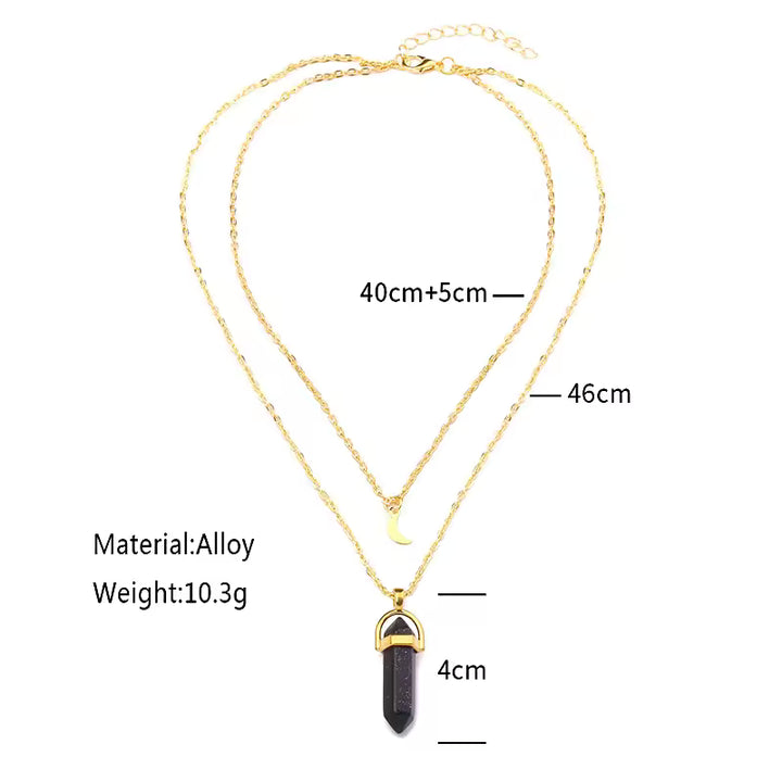 Crystal Moon Gold Layer Necklace