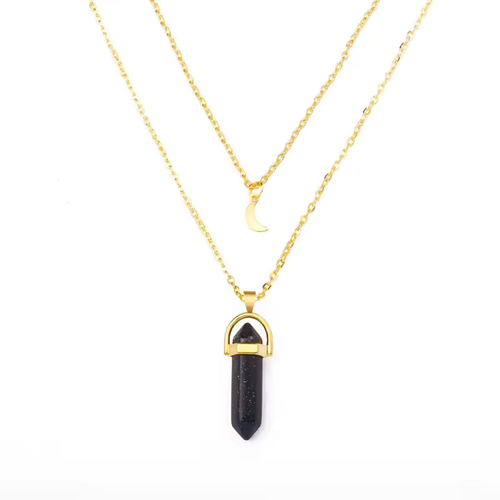 Crystal Moon Gold Layer Necklace