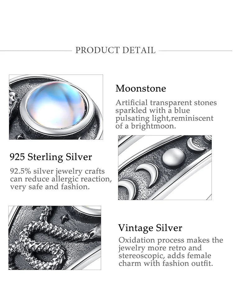 925 Sterling Snake Moon Phase Ring