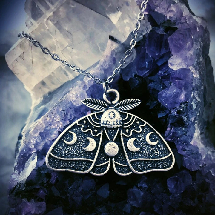 Witchy Moth Moon Necklace