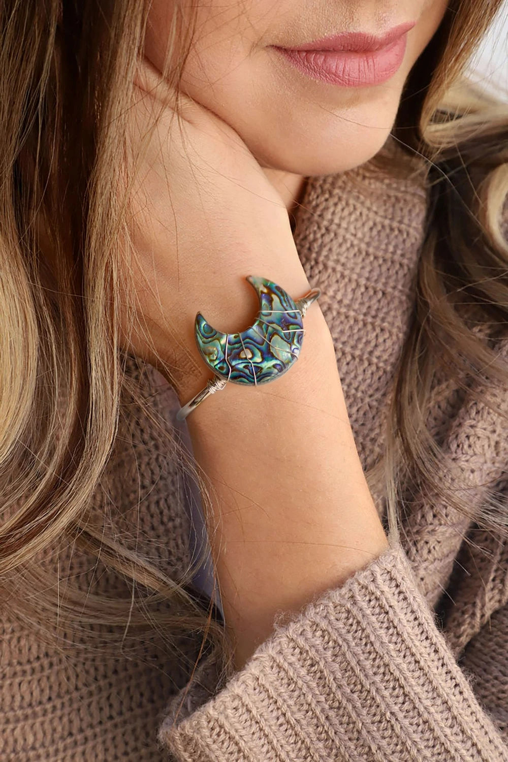 Abalone Shell Moon Cuff Bracelet