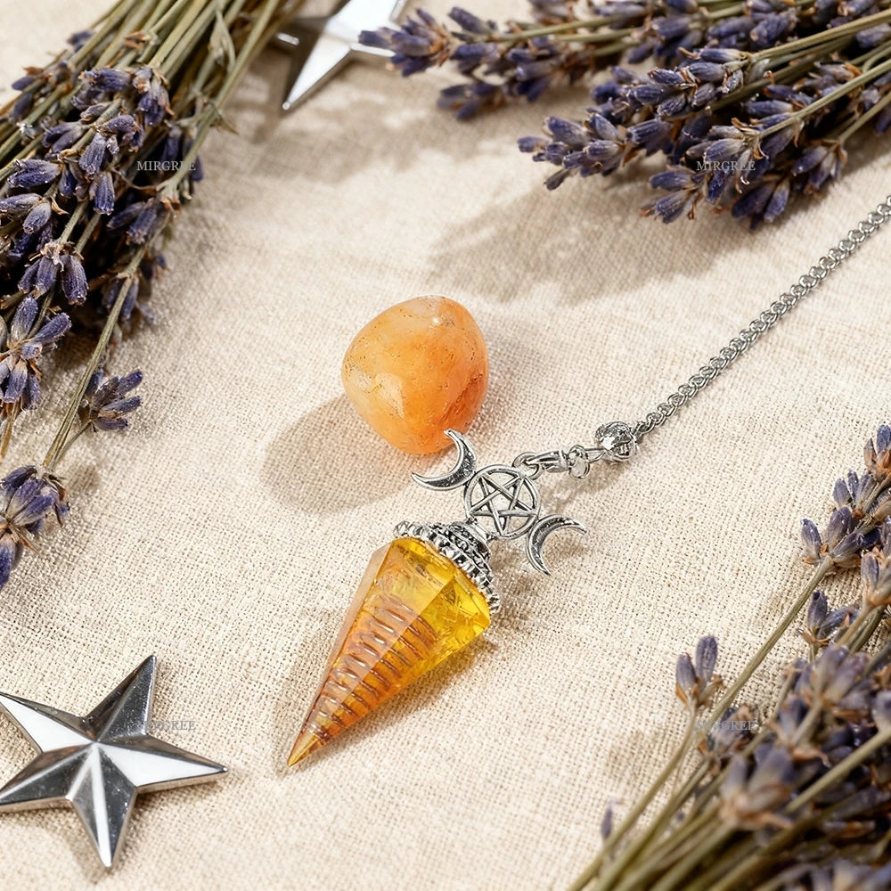 Agate Crystal Pentacle Pendulum