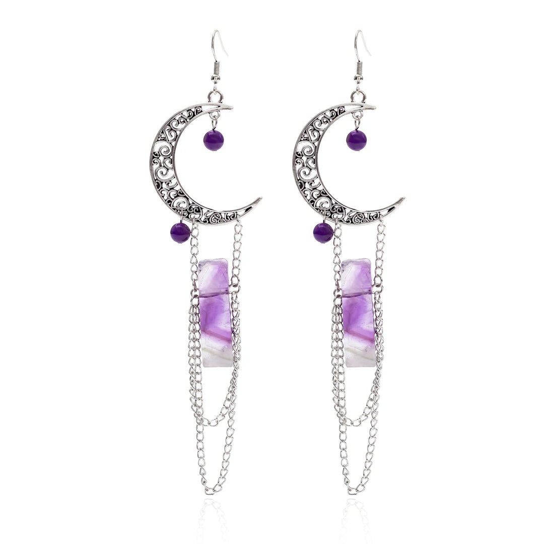 Alt Amethyst Moon Earrings