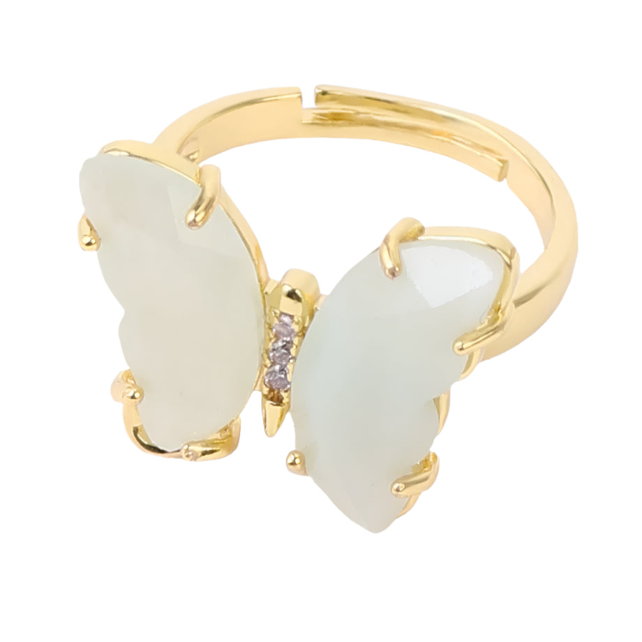 Amazonite Butterfly Gold Ring