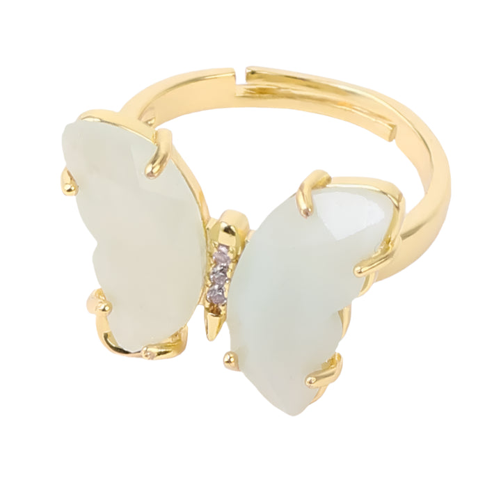 Amazonite Butterfly Gold Ring