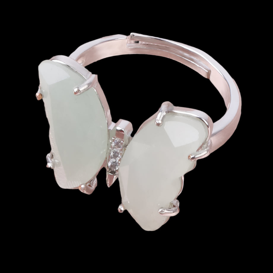 Amazonite Butterfly Silver Ring