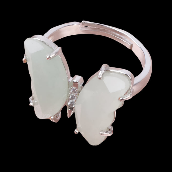 Amazonite Butterfly Silver Ring