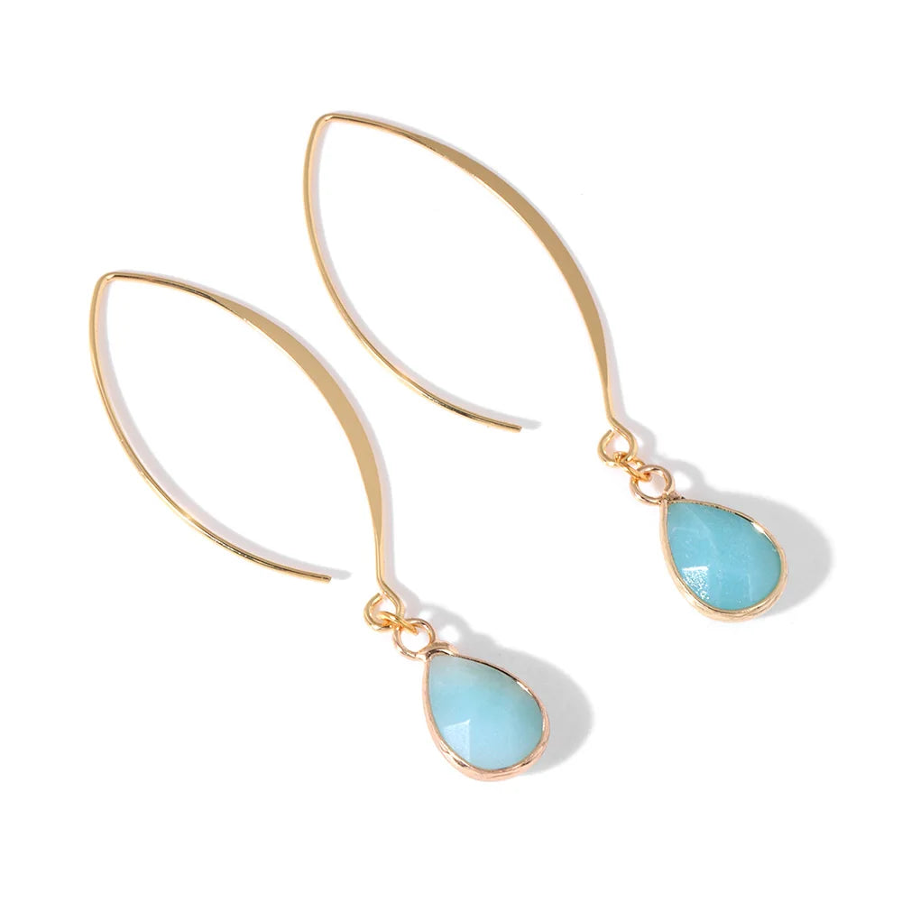 Amazonite Faceted Gold Earrings