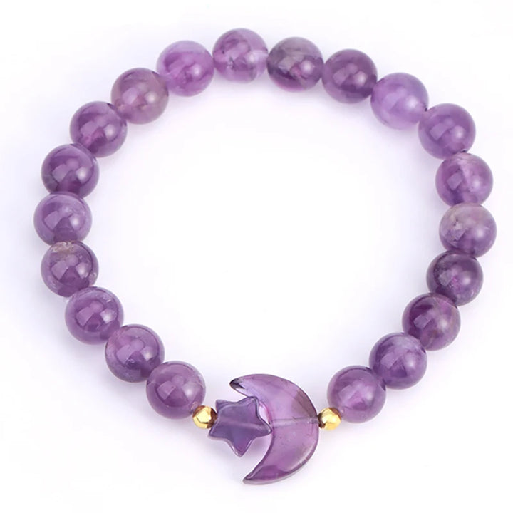 Amethyst Bead Moon Crystal Bracelet