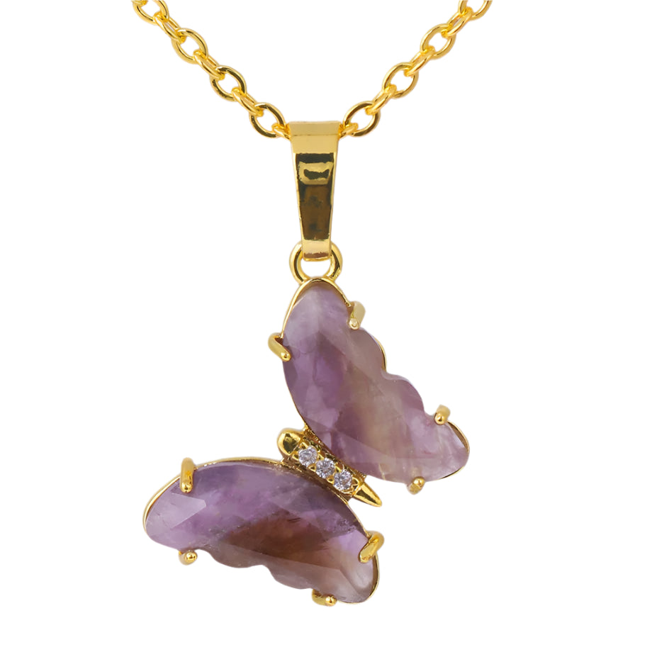 Amethyst Butterfly Gold Necklace