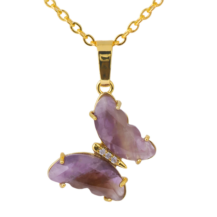 Amethyst Butterfly Gold Necklace