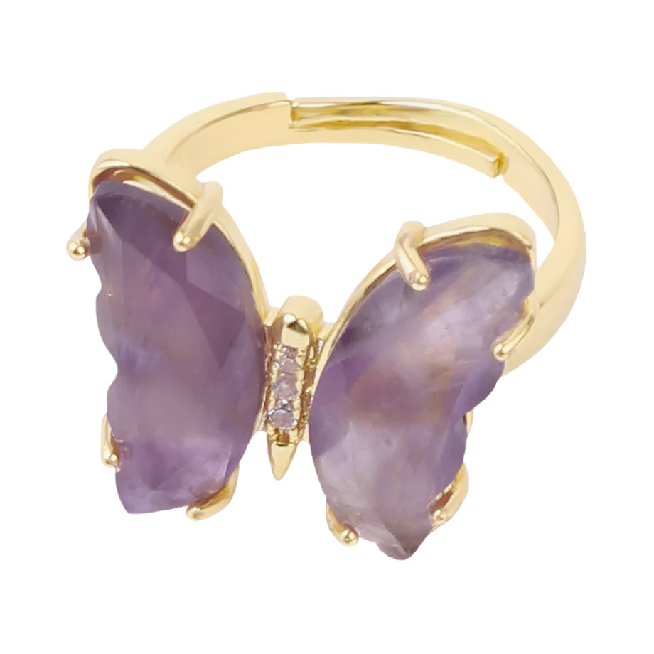 Amethyst Butterfly Gold Ring