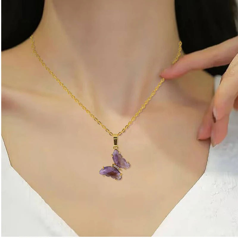 Amethyst Butterfly Necklace