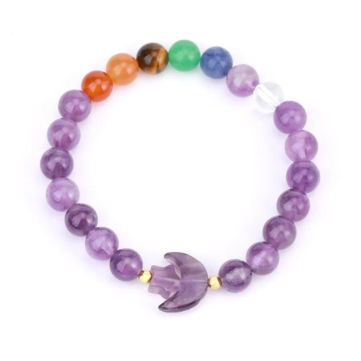 Amethyst Chakra Crystal Moon Bead Bracelets