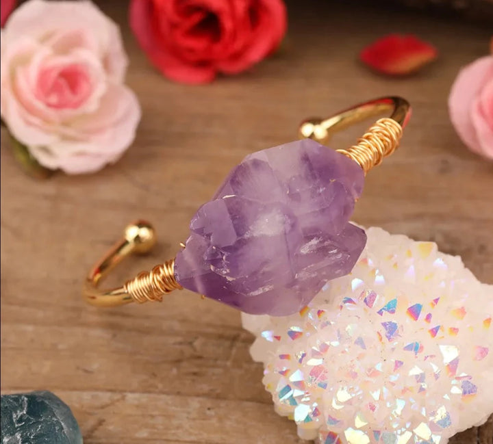 Amethyst Cluster Gold Bracelet