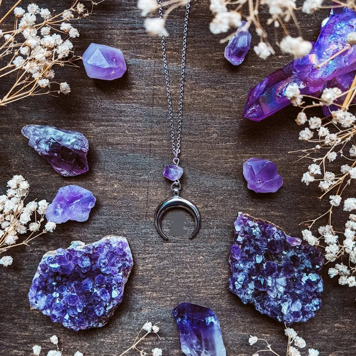 Amethyst Crescent Moon Necklace