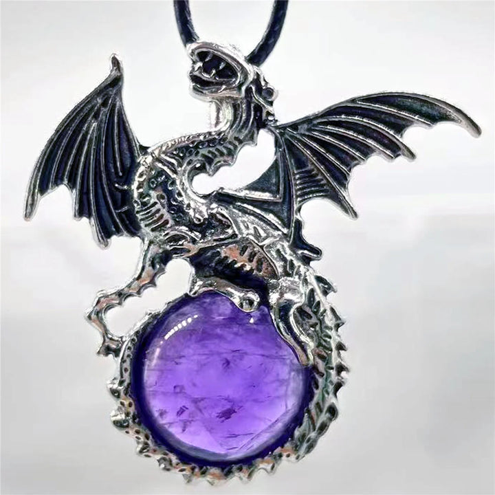 Amethyst Crystal Dragon Necklaces