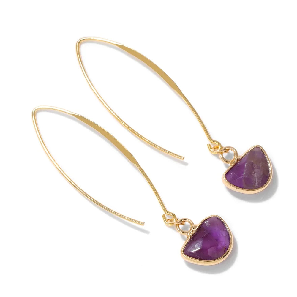 Amethyst Crystal Gold Earrings