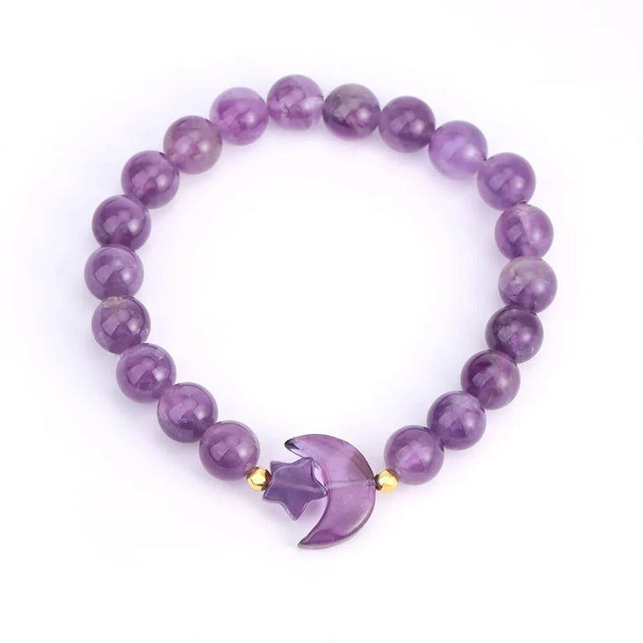 Amethyst Moon Bead Bracelet