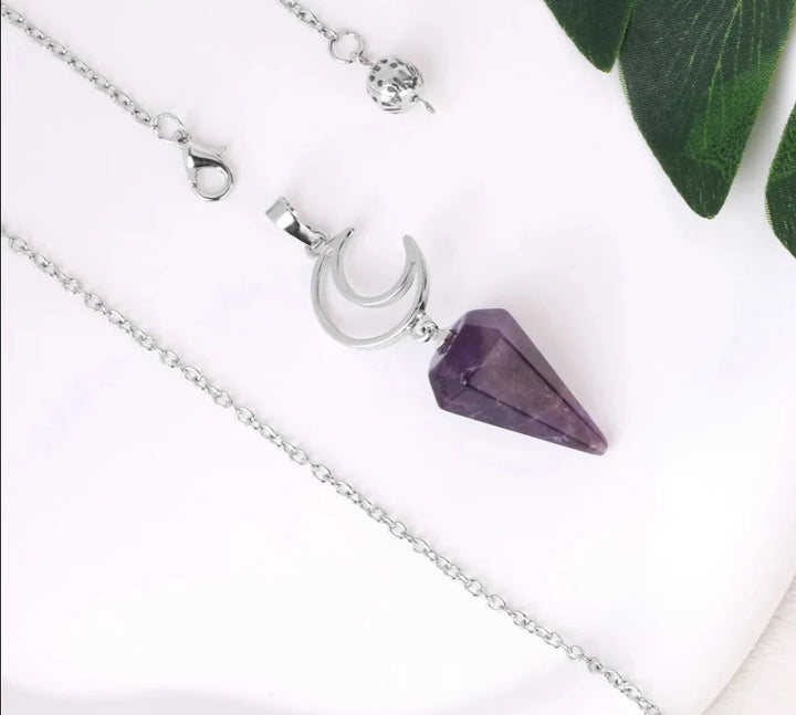Amethyst Crystal Moon Pendulums