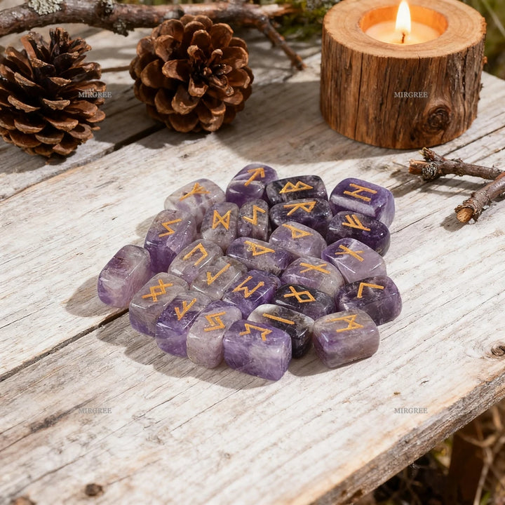 Amethyst Crystal Pagan Viking Runes