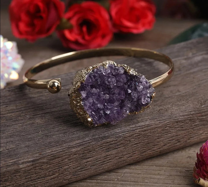 Amethyst Druzy Gold Bracelet