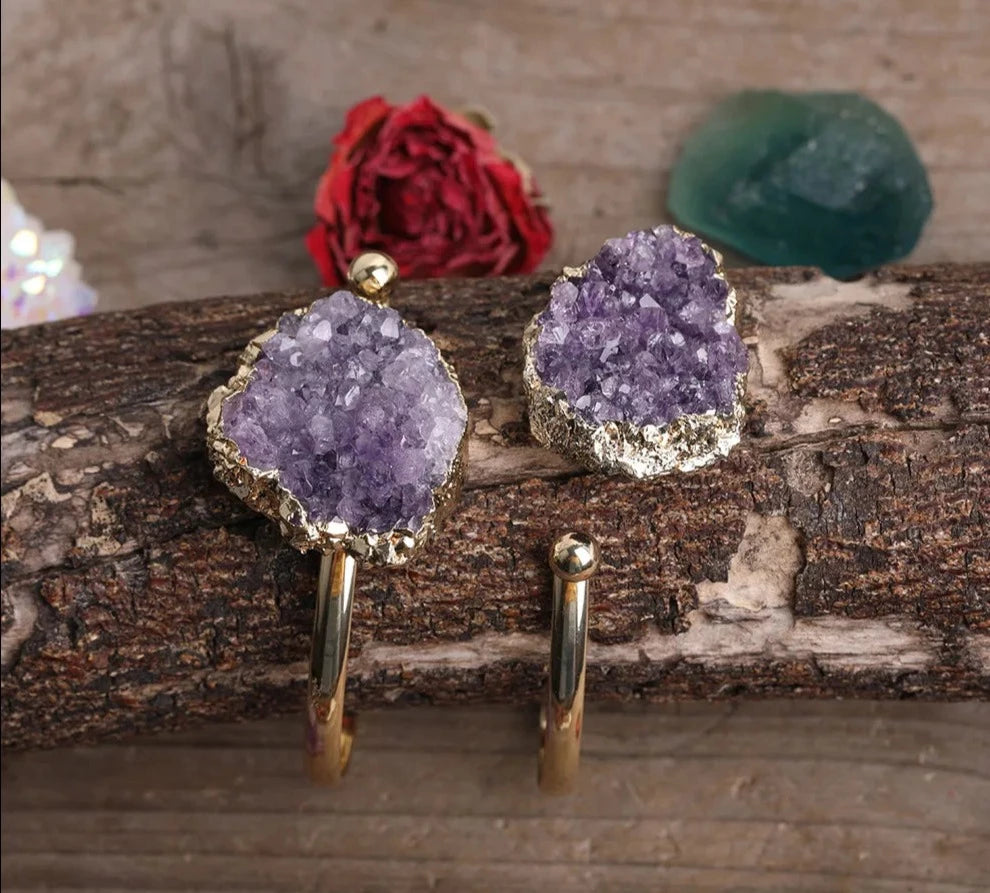 Amethyst Druzy Gold Bracelets