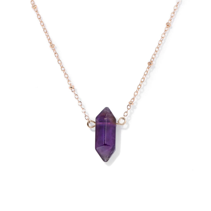 Amethyst Hexagon Gold Necklace