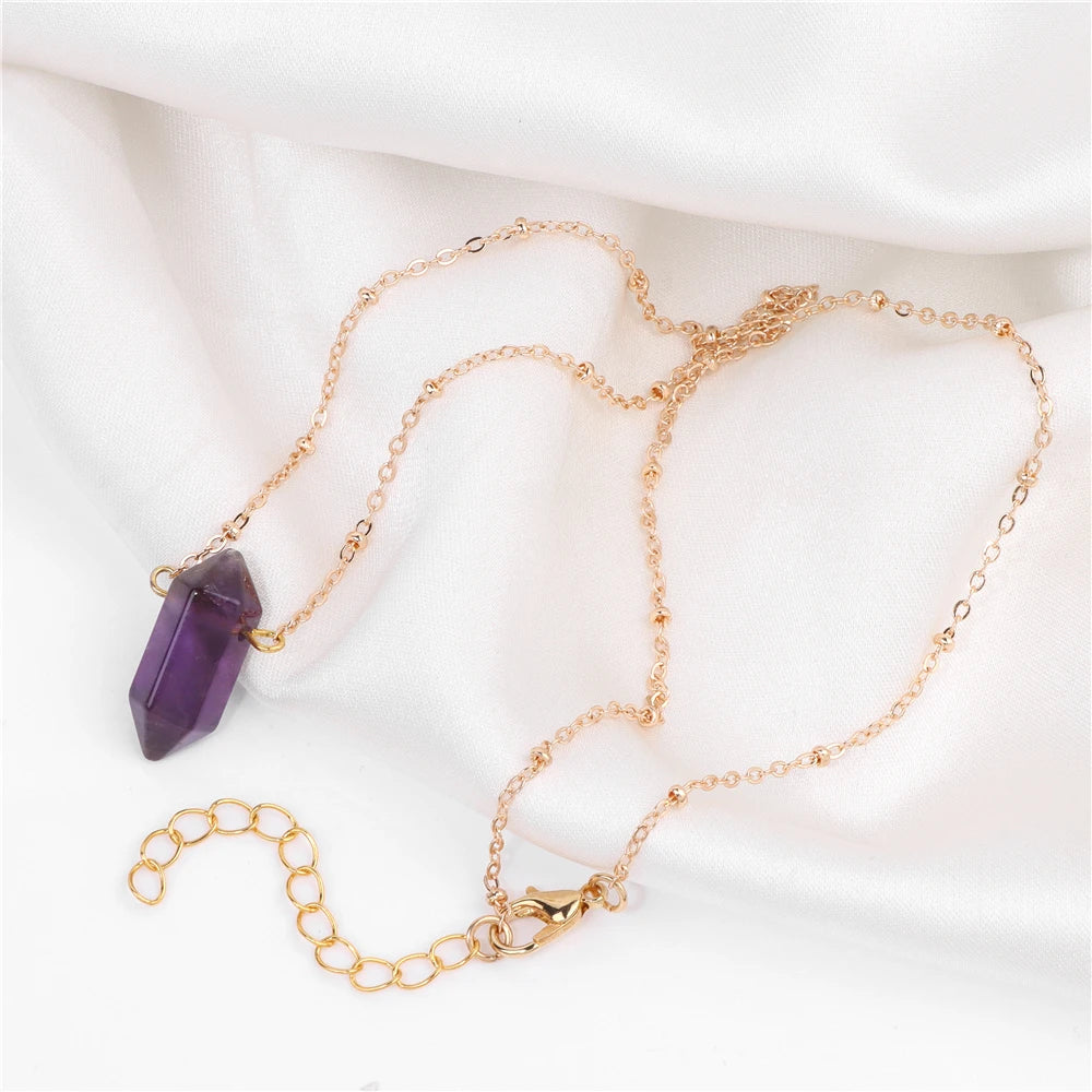 Amethyst Hexagon Gold Necklaces