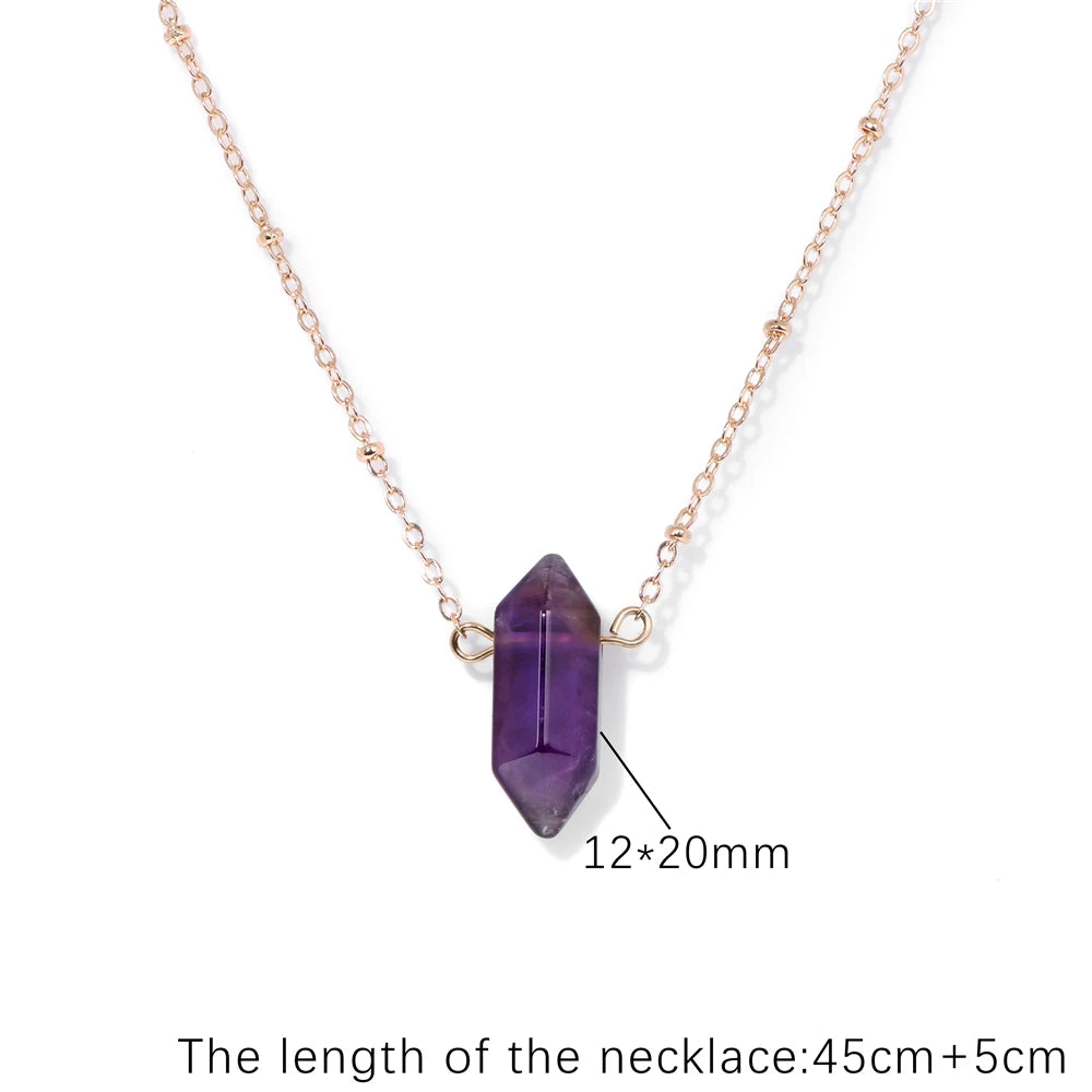 Amethyst Hexagon Gold Plated Necklaces