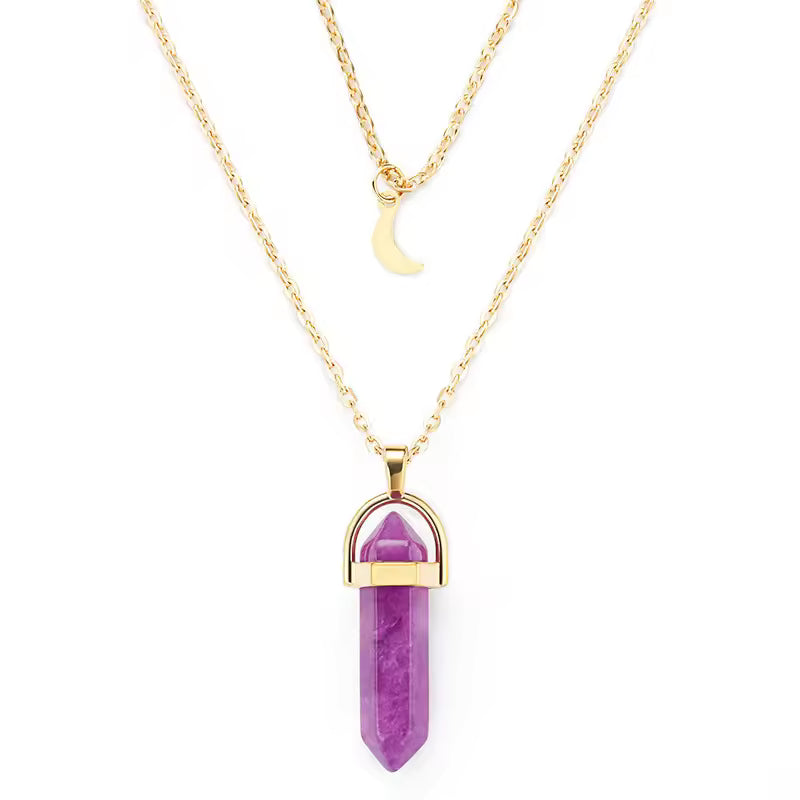 Amethyst Moon Gold Necklace