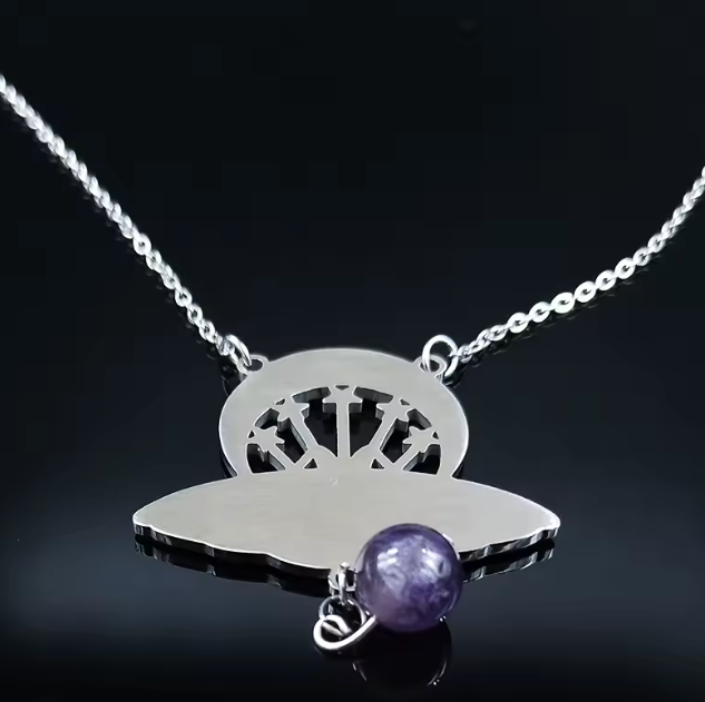 Amethyst Moth Moon Necklace