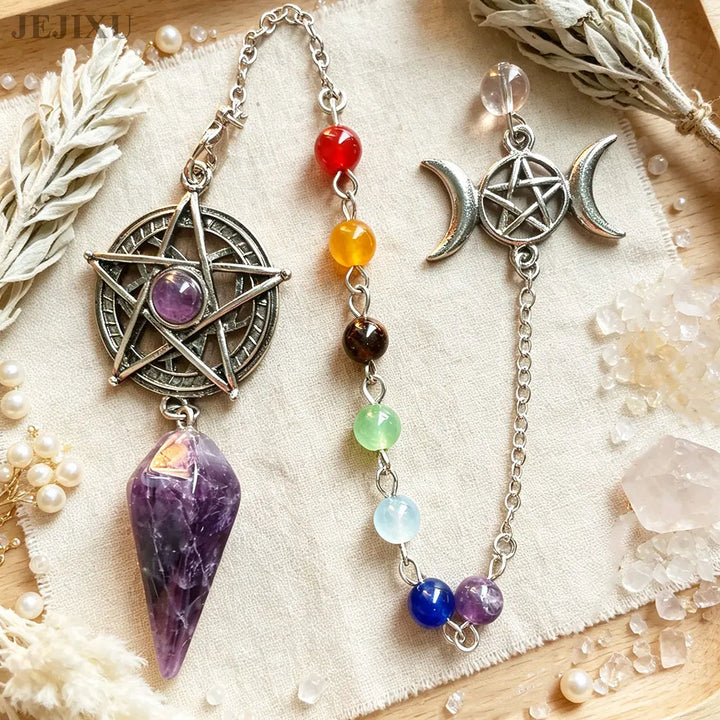 Amethyst Pentacle Chakra Pendulum