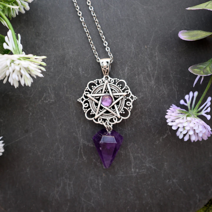 Amethyst Pentacle Pendulum Necklaces
