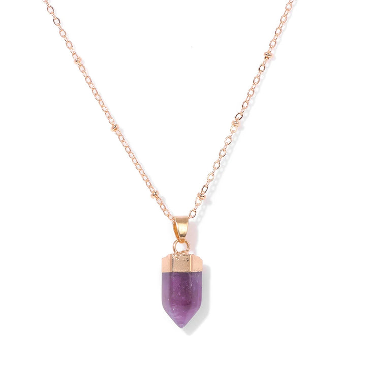 Amethyst Point Gold Pendant Necklace