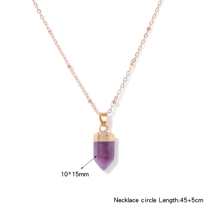 Amethyst Point Gold Pendant Necklaces 