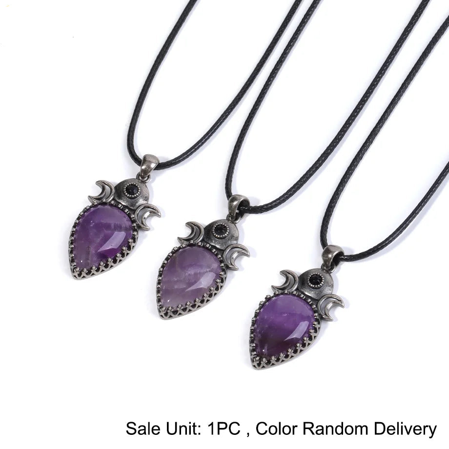 Amethyst Triple Moon Necklace