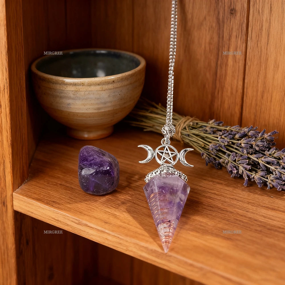 Amethyst Witch Pentacle Pendulum