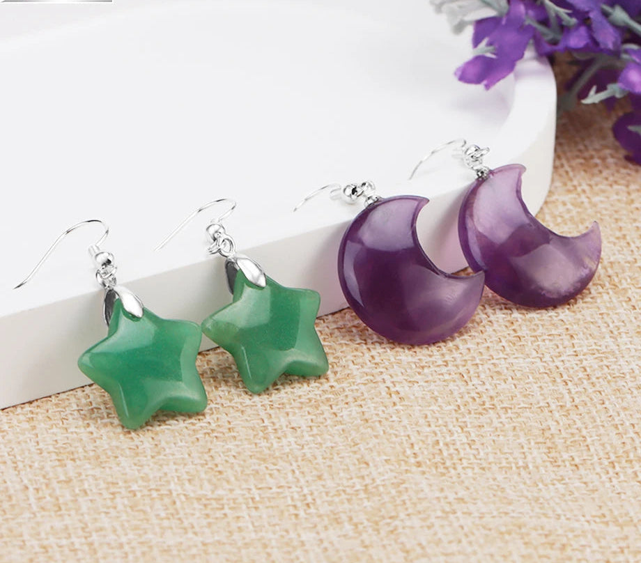 Crystal Moon Crystal Star Earrings
