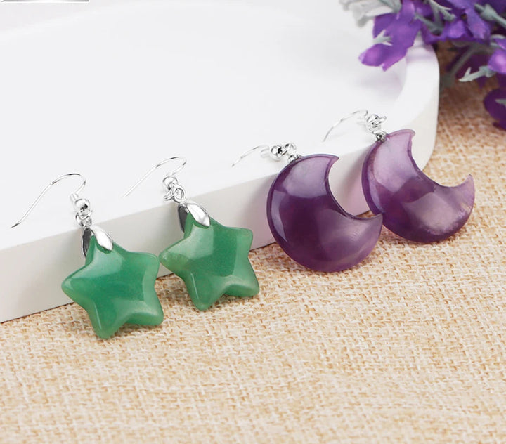 Crystal Moon Crystal Star Earrings