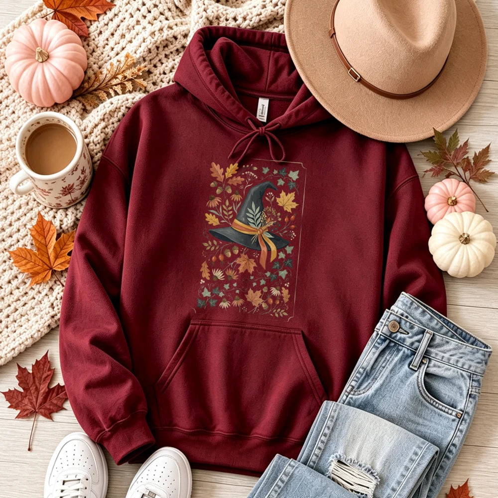Autumn Witch Hat Hoodie - Burgundy
