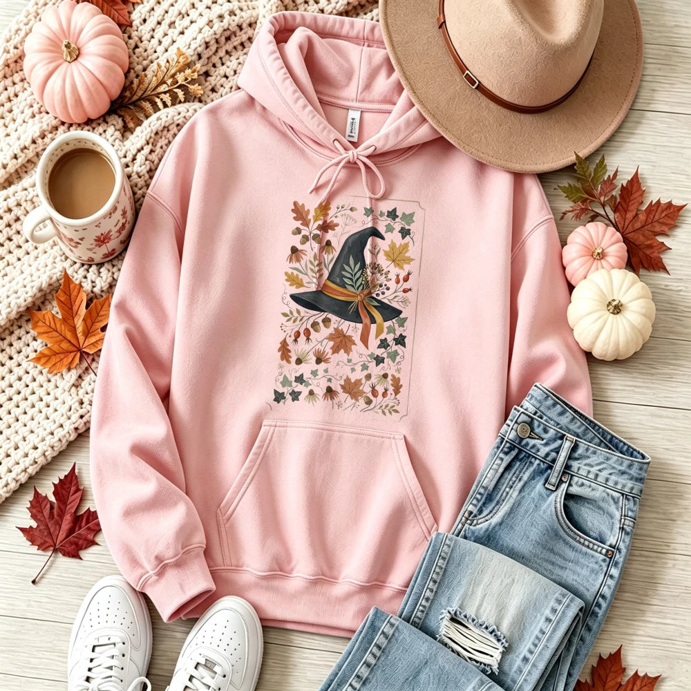 Autumn Witch Hat Hoodie - Pink