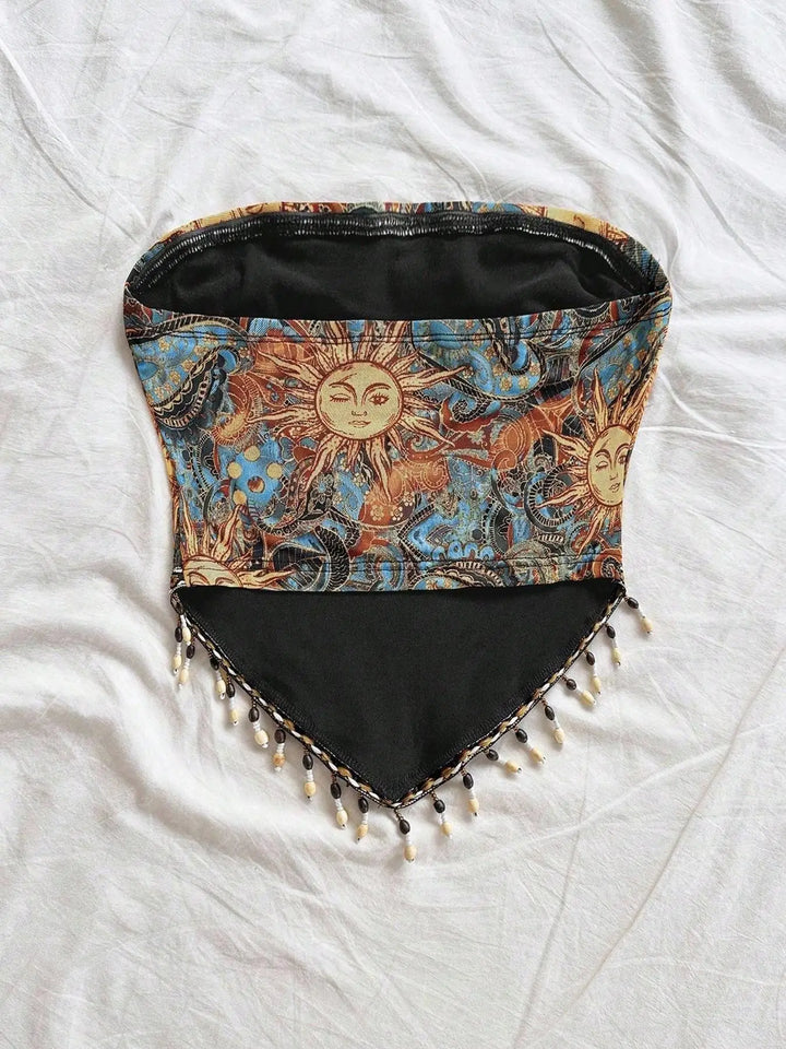 Beaded Boho Su Moon Tube Top