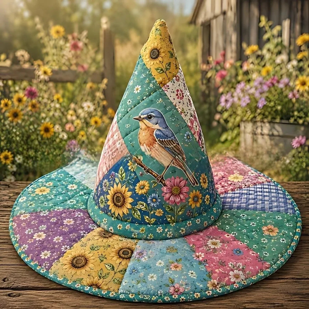 Bird Quilt Floral Witch Hat