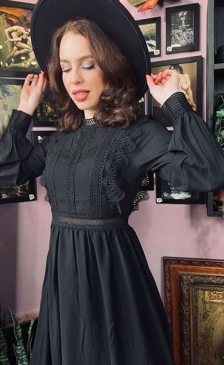 Black Boho Witch Dress